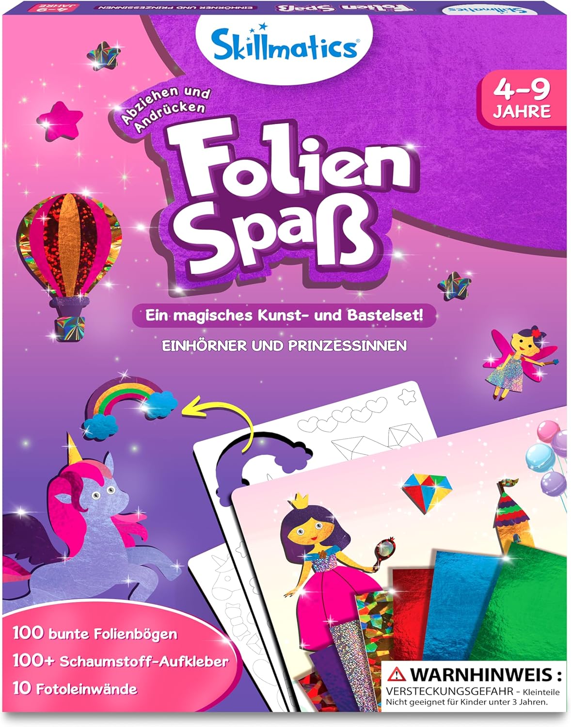 Skillmatics Kunst & Bastelaktivität- Folienspaß Einhörner und Prinzessinnen, Schmutzfreie Kunst für Kinder, Bastelsets, DIY-Aktivität, Geschenke für 4 bis 9 Jahre
