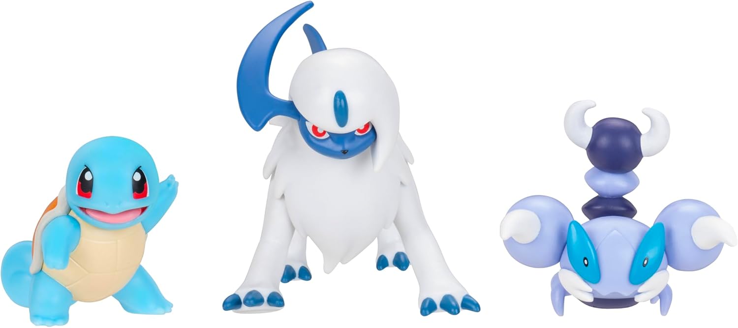 Pokémon PKW4096 - Battle Figure Set - Schiggy, Skorupi, Absol, offizielles Figuren Set