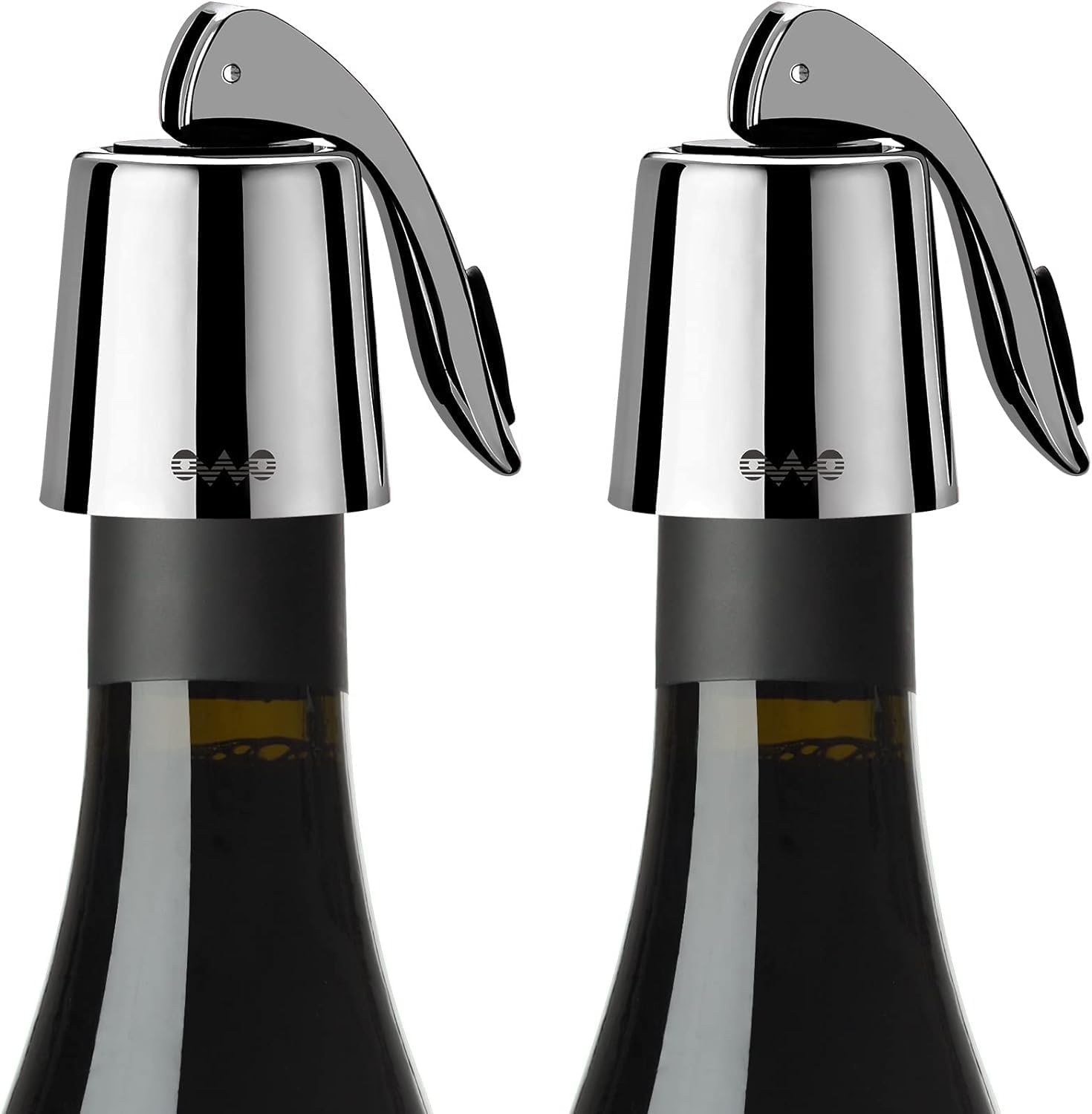 2 Stück OWO Weinverschluss Weinflaschenverschluss Edelstahl Wein Verschlussstopfen Flaschenverschluss Vakuum Weinverschlüsse Wiederverwendbar Wine Stopper Geschenke für Weinliebhaber (Schwarz)