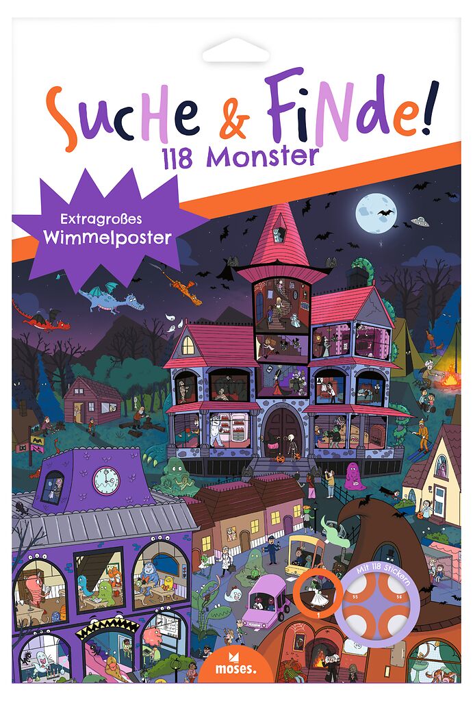 Suche & Finde! 118 Monster - Wimmelposter mit wieder ablösbaren Stickern | 090629