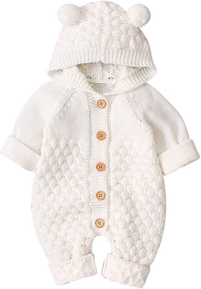 Odizli Neugeborene Baby Mädchen Jungen Kleidung Langarm Gestrickt Kapuze Strampler Body Herbst Winter Babykleidung